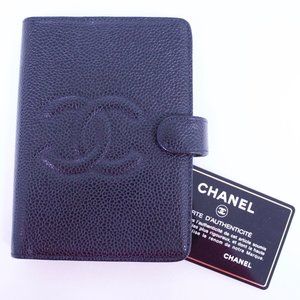 CHANEL CC Authentic CAVIAR Leather Black PM Agenda